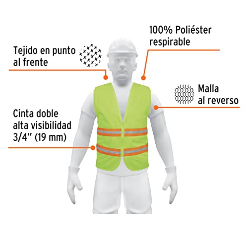 CHALECO DE SEGURIDAD VERDE ALTA VISIBILIDAD CON CIERRE