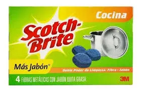 [7501023125471] FIBRA C/JABON 4 PK SCOTCH BRITE