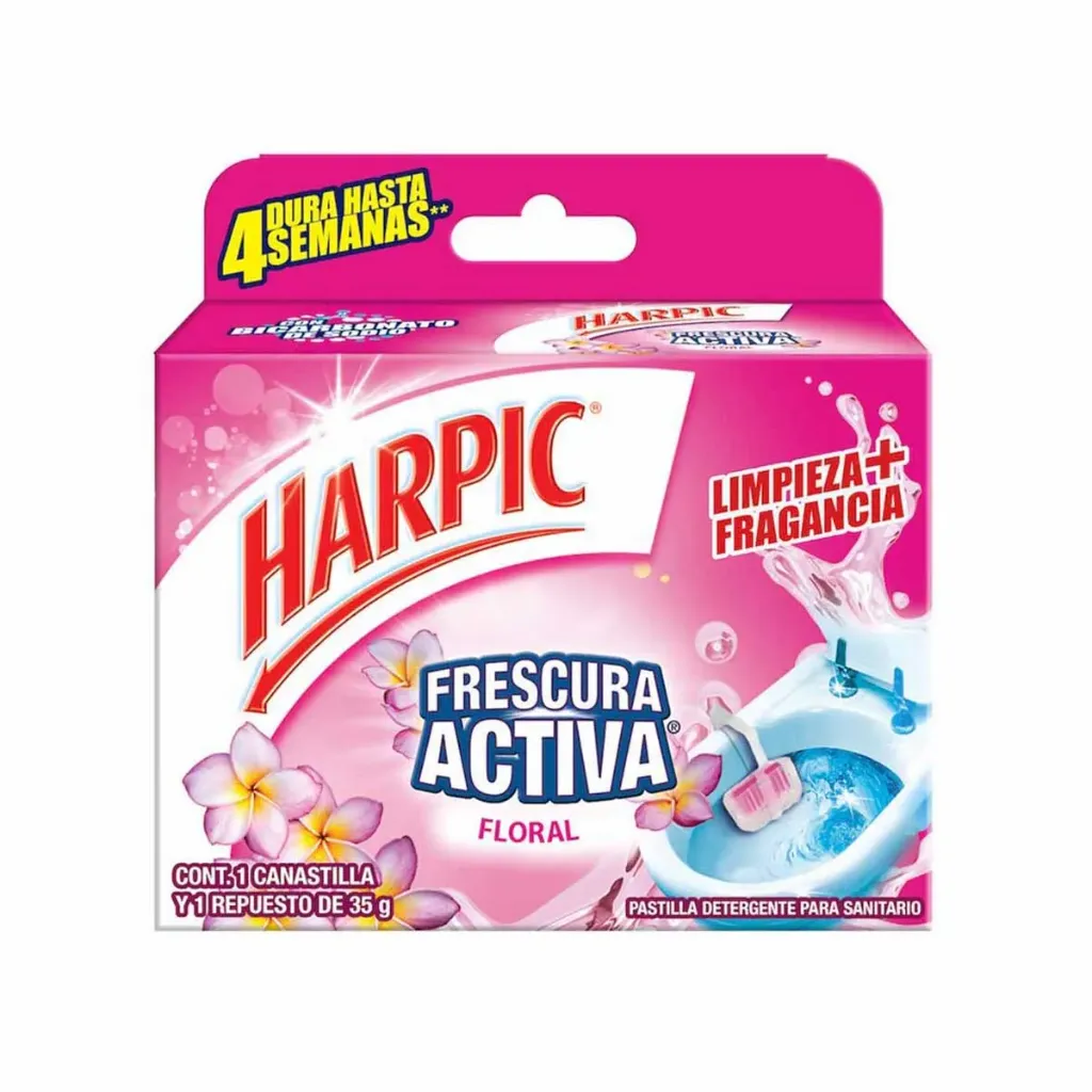 PASTILLA CON CANASTILLA PARA WC HARPIC FLORAL 35 GRS C/36
