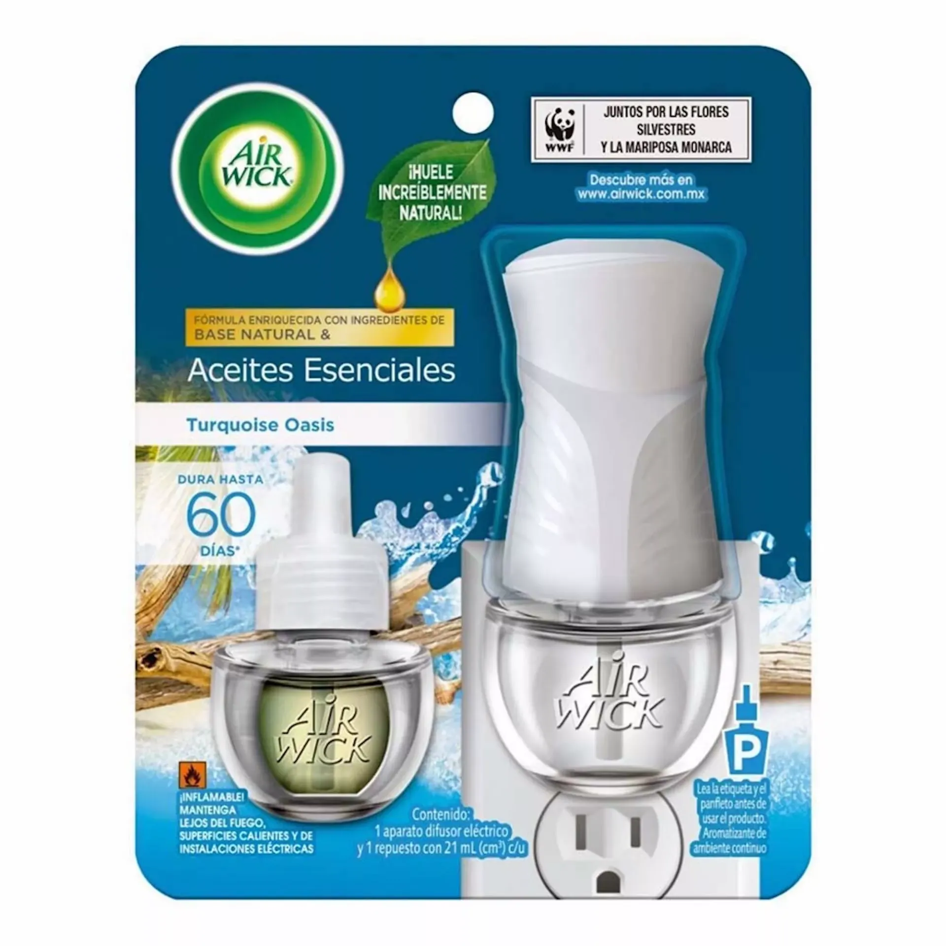 DIFUSOR ELECTRICO WIZARD AIRWICK 21 ML TURQUESA OASIS 1/6