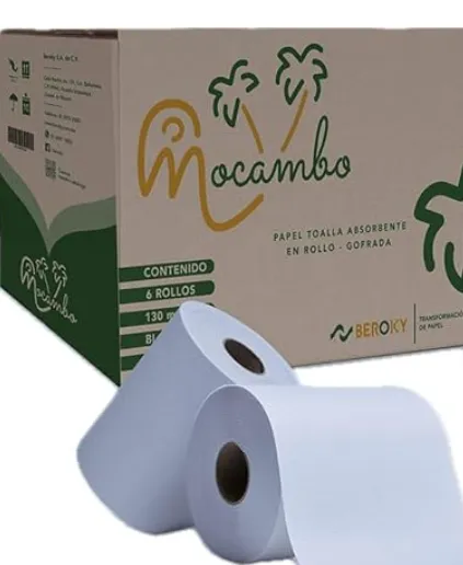 TOALLA EN ROLLO BLANCA MOCAMBO 130M C/6