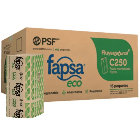 [C250] TOALLA INTERDOBLADA NATURAL FAPSA C250 HOJAS, 16 PAQUETES