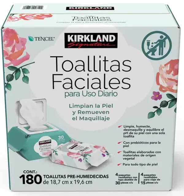 TOALLITAS FACIALES 180 PZAS KIRKLAND SIGNATURE