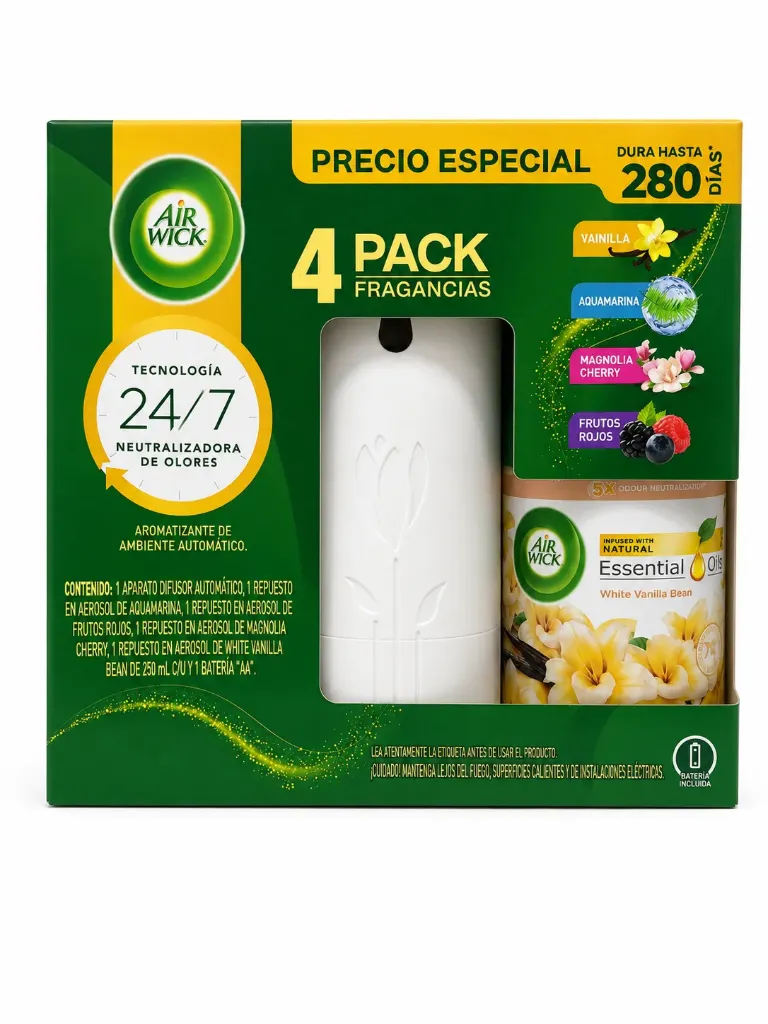 AROMATIZANTE AMBIENTAL 1 APARATO+ 4 REPUESTOS AIRWICK FRESHMATIC