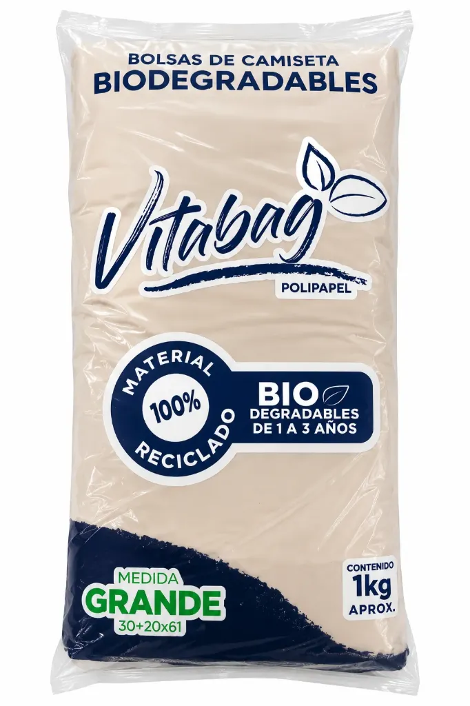 BOLSA DE CAMISETA KILEADA BIODEGRADABLE VITABAG GRANDE