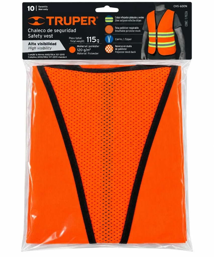 [CHAL-NAR-AV] CHALECO DE SEGURIDAD NARANJA ALTA VISIBILIDAD CON CIERRE