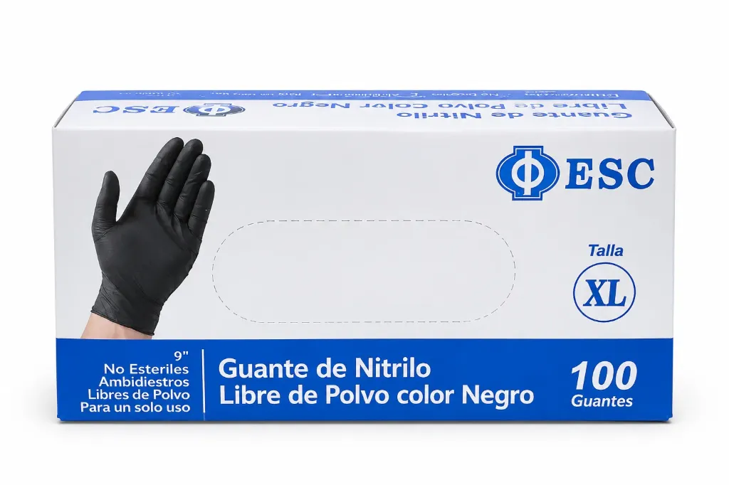 GUANTE DE NITRILO NEGRO EXTRA GRANDE DESECHABLE C/100 10/100